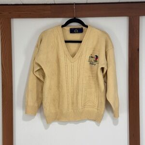Blarney Castle Designs Wool Mens S Golf Sweater Cable Knit Par 3 Irish Blokecore